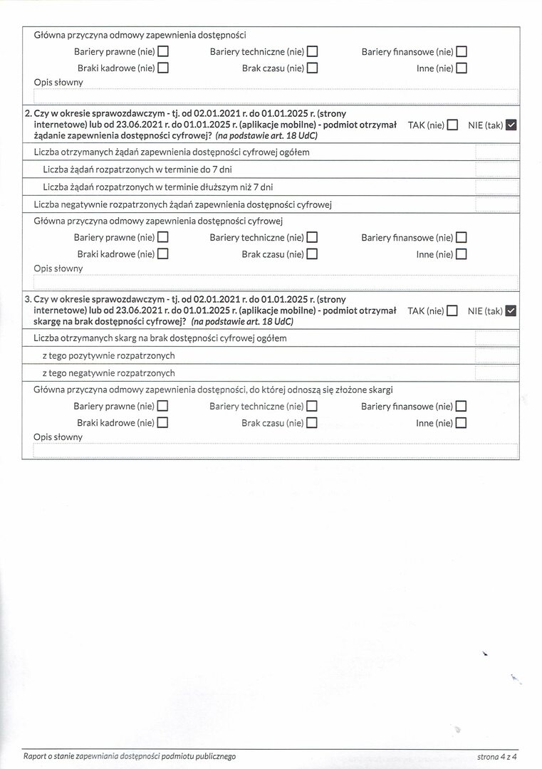 Raport o stanie zapewnienia dostępności strona 4