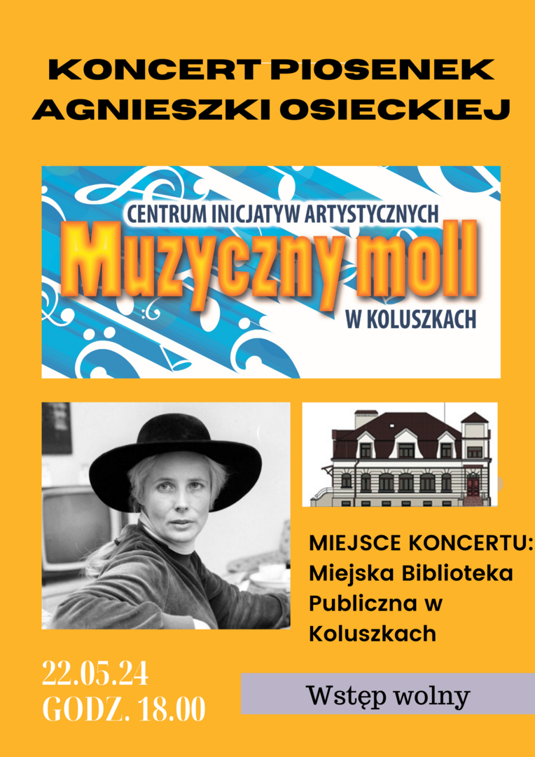 Plakat informujący z koncercie piosenek Agnieszki Osieckiej