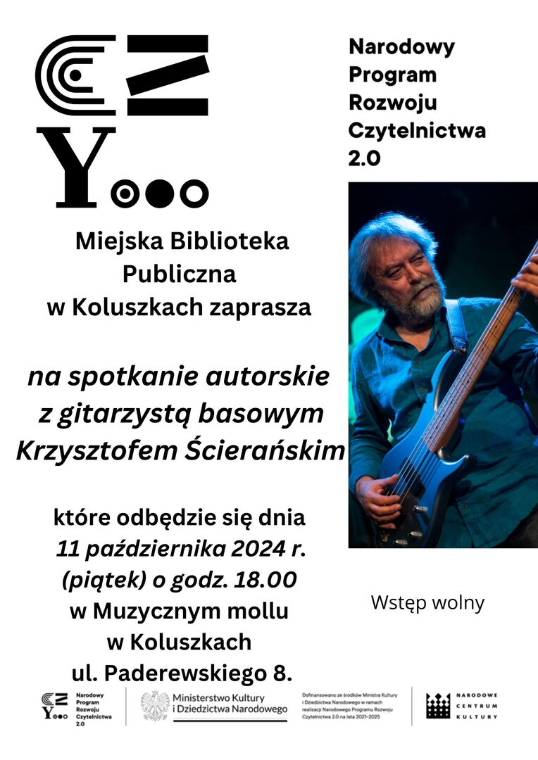 Plakat informujący o spotkaniu autorskim  z Krzysztofem Ścierańskim
