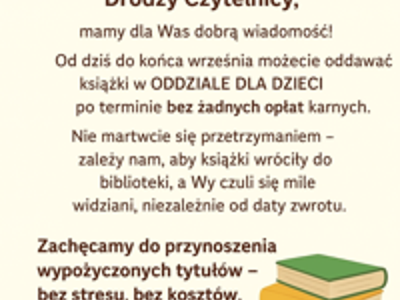 Plakat o zwrocie książek
