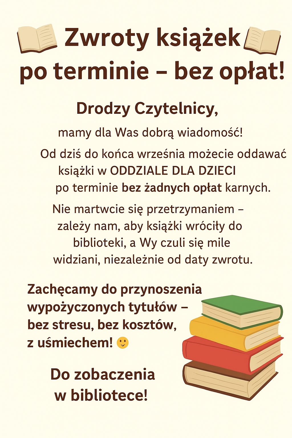 Plakat o zwrocie książek