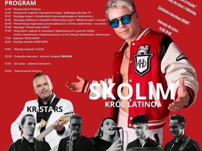 plakat zawierający szczegółowy program na festyn