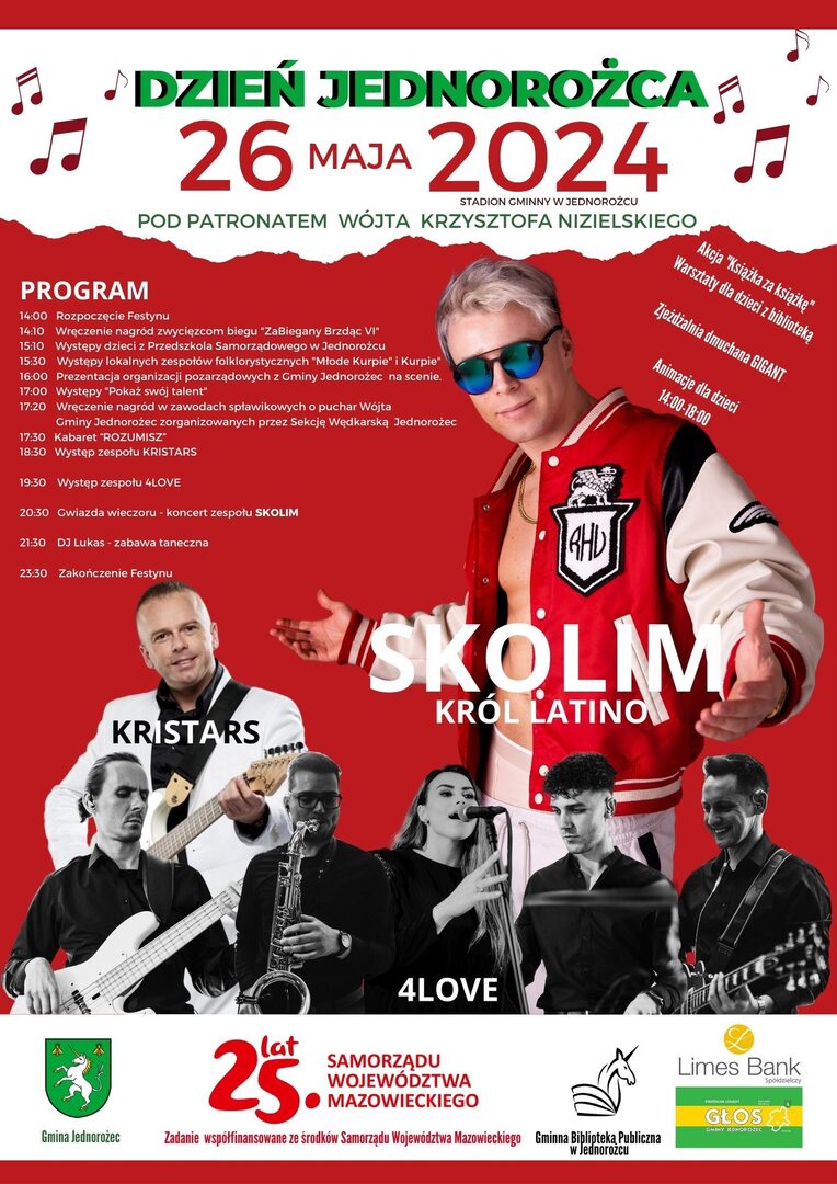 plakat zawierający szczegółowy program na festyn