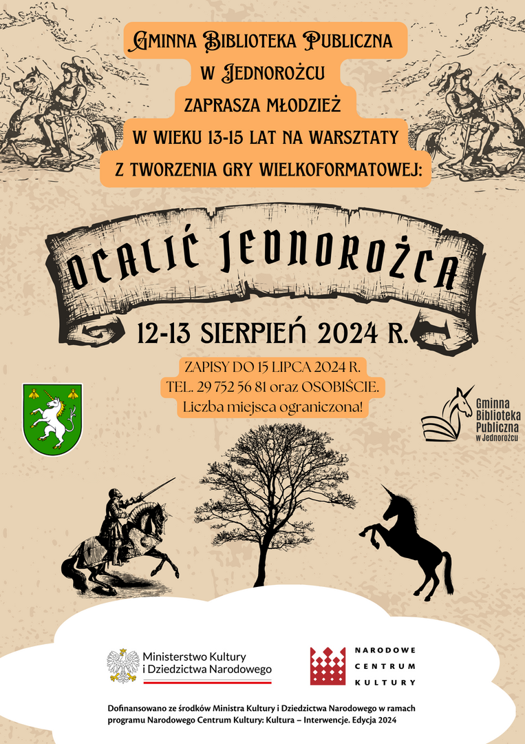 PLAKAT INFORMUJĄCY O WARSZTATACH