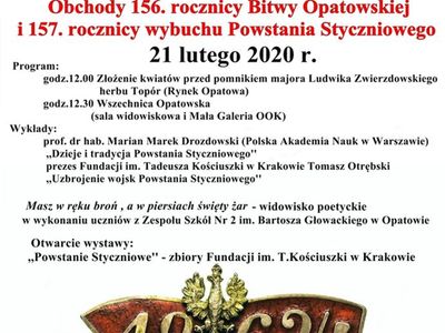 Obchody 156 rocznicy Bitwy Opatowskiej i 157 rocznicy wybuchu Powstania Styczniowego