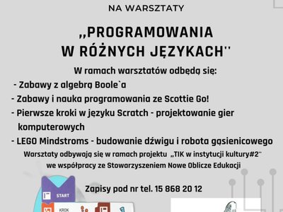 Warsztaty Programowanie w różnych językach 2022 projekt TiK w instytucji kultury