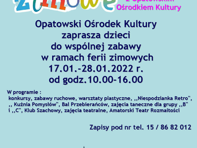 Ferie Zimowe  w OOK 2022