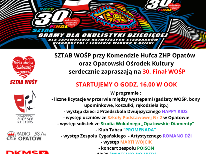 30 Finał Wielkiej Orkiestry Świątecznej Pomocy Plakat
