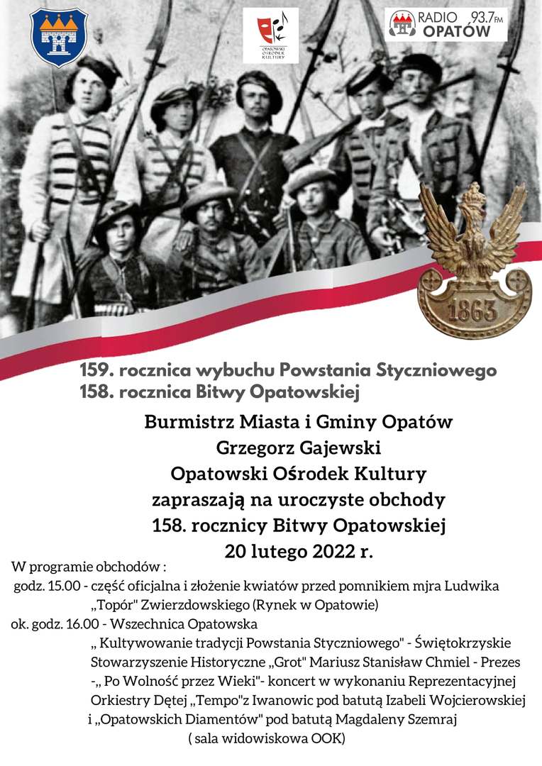 159. rocznica wybuchu Powstania Styczniowego, 158 rocznica Bitwy Opatowskiej Plakat