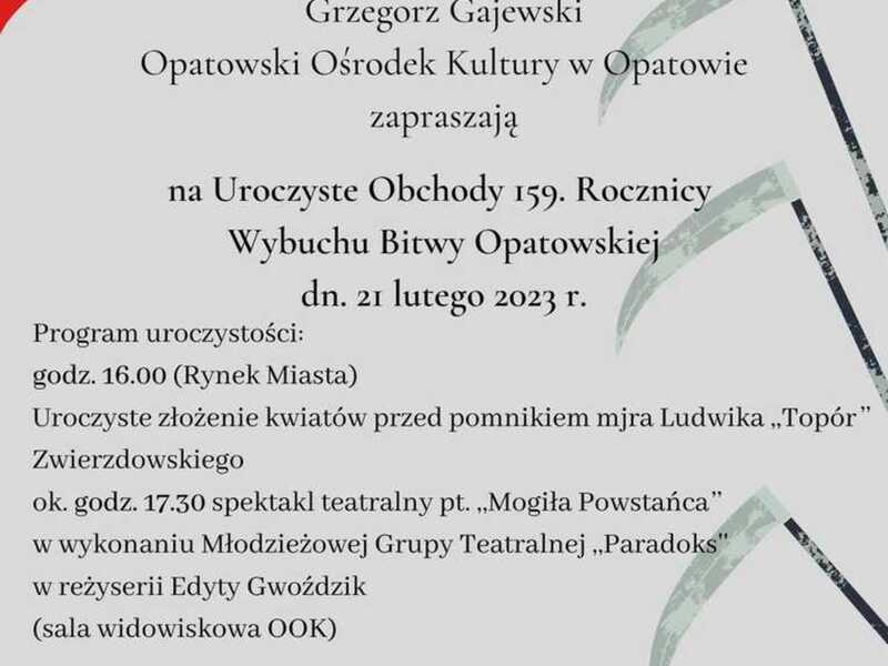 Uroczyste obchody 159. rocznicy Bitwy Opatowskiej - Plakat