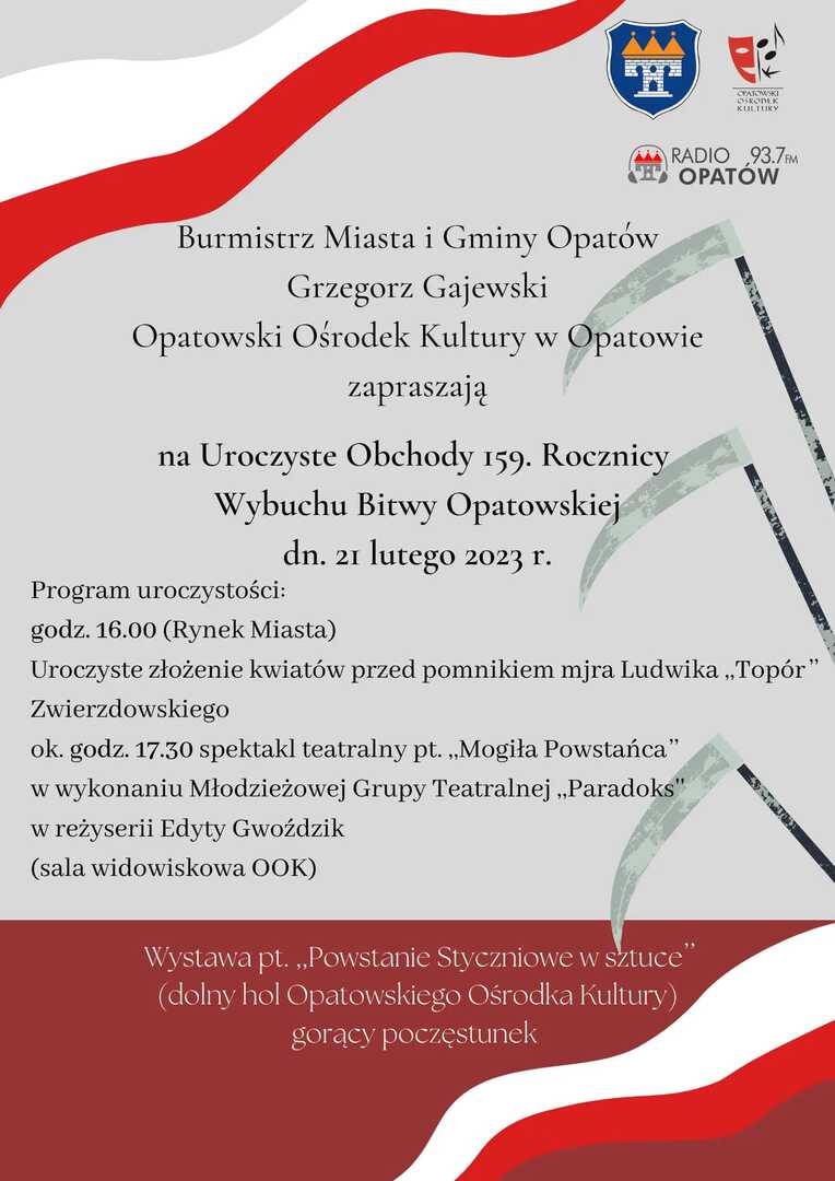 Uroczyste obchody 159. rocznicy Bitwy Opatowskiej - Plakat