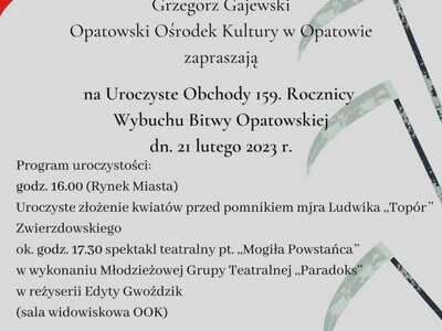 Uroczyste obchody 159. rocznicy Bitwy Opatowskiej - Plakat