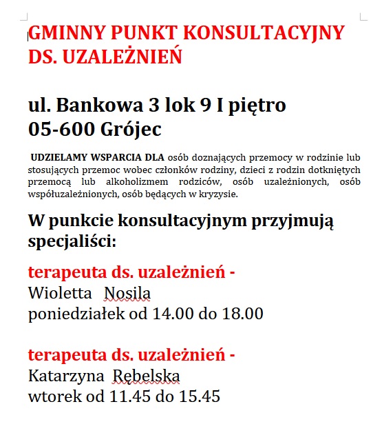 Punkt konsultacyjny ds. uzależnień
