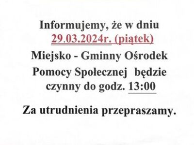 Zmiana godzin przyjęć interesantów.