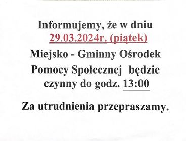 Zmiana godzin przyjęć interesantów.