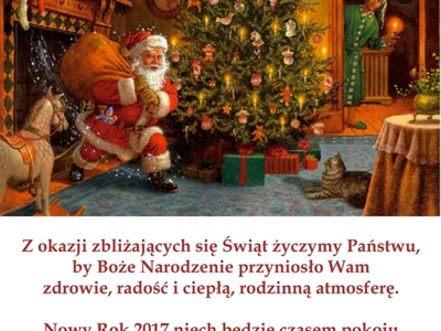 Z okazji zbliżających się Świąt życzymy Państwu,
by Boże Narodzenie przyniosło Wam
zdrowie, radość i ciepłą, rodzinną atmosferę.
Nowy Rok 2017 niech będzie czasem pokoju
oraz realizacji waszych wszystkich osobistych marzeń.
Dyrekcja oraz Pracownicy
Poradni Psychologiczno-Pedagogicznej w Szydłowcu
