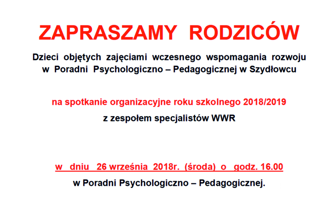 ZAPRASZAMY RODZICÓW