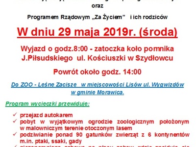  Wycieczka Integracyjna dla  dzieci objętych zajęciami WWR  oraz  Programem Rządowym „Za Życiem”   i ich rodziców  