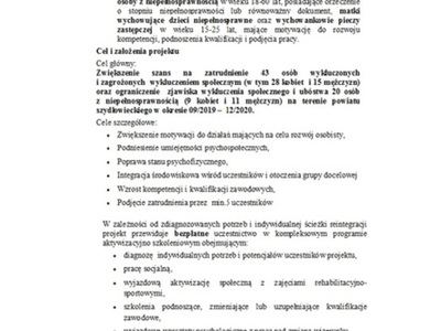 Informacja o projekcie statutowym "Teraz Ty" realizowanym przez Powiatowe Centrum Pomocy Rodzinie w Szydłowcu