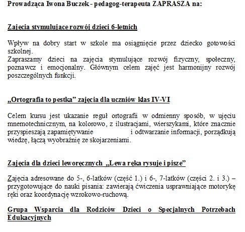 Zaproszenie na zajęcia 