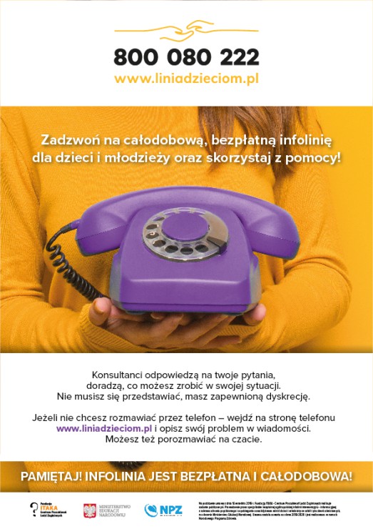 Rusza całodobowa bezpłatna infolinia  dla dzieci, młodzieży, rodziców i pedagogów