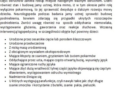 Badania logopedyczne niemowląt z terenu  powiatu szydłowieckiego