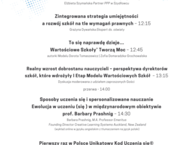 Serdecznie zapraszamy na wyjątkową konferencję, skierowaną do nauczycieli,  dyrektorów szkół i przedszkoli, osób zarządzających oświatą - „Quo vadis szkoło? Od wartości do postaw poprzez uczenie się ” - zdjęcie 2