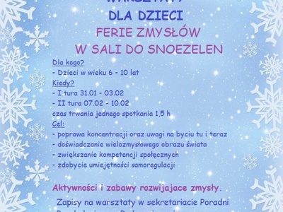 Warsztaty dla dzieci: ferie zmysłów w sali do snoezelen