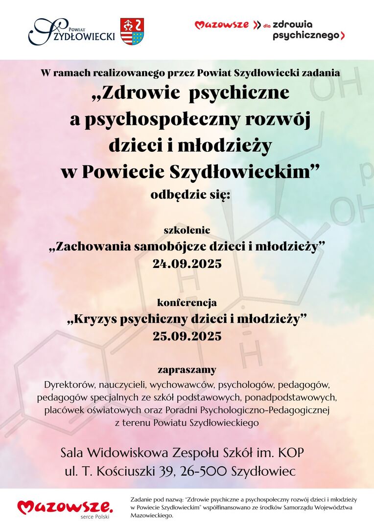 plakat - Powiat Szydłowiecki dla zdrowia psychicznego - treść w artykule