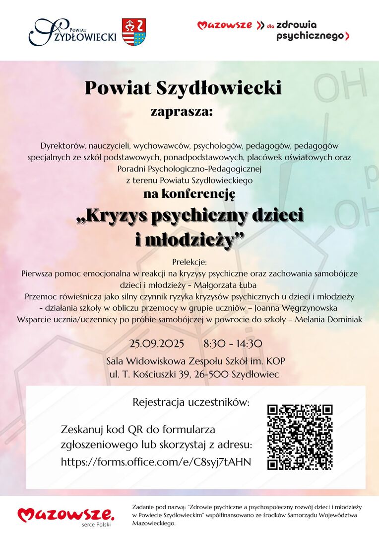 Plakat zdrowie psychiczne a psychospoleczny rozwoj dziecie i mlodziezy w powiecie szydlowieckim