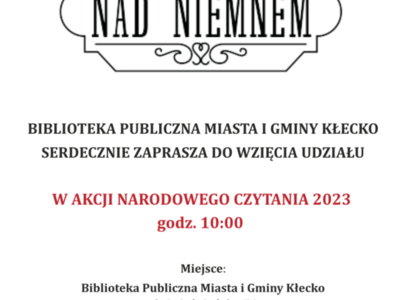 PUBLICZNA MIASTA GMINY KŁECKO SERDECZNIE ZAPRASZA DO WZIĘCIA UDZIAŁU W AKCJI NARODOWEGO CZYTANIA