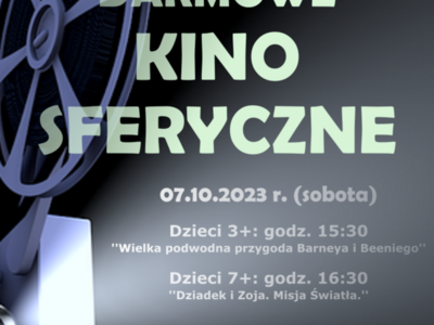 „Biblioteka Publiczna Miasta Gminy Kłecko okazji tegorocznej akcji &quot;Noc Bibliotek&quot; serdecznie zaprasza dzieci na DARMOWE KINO SFERYCZNE