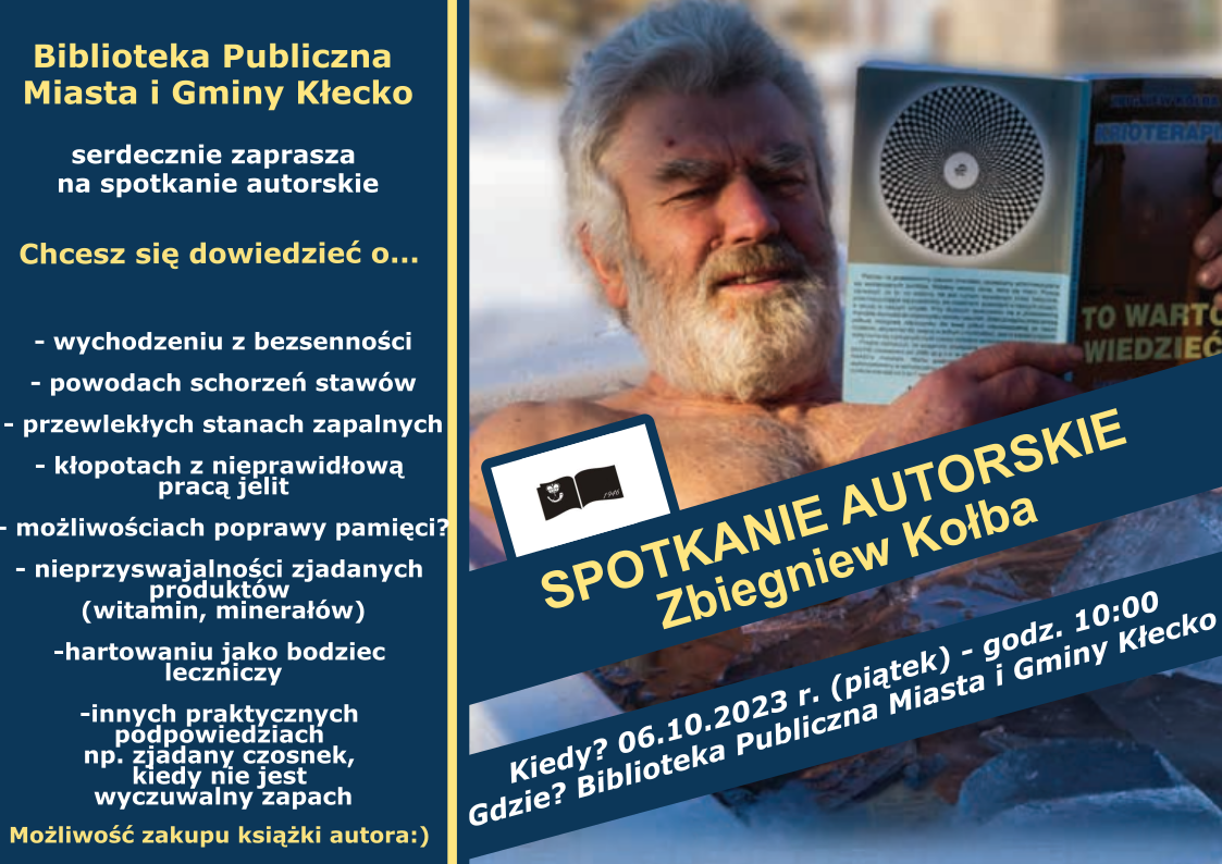 Biblioteka Publiczna Miasta Gminy Kłecko serdecznie zaprasza na spotkanie autorskie 