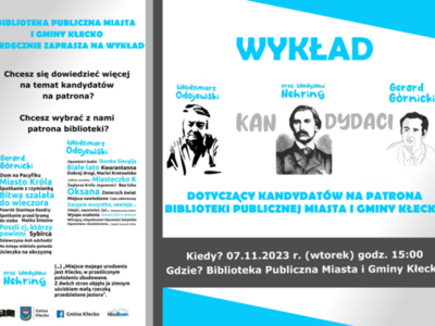 BIBLIOTEKA PUBLICZNA MIASTA IGMINY KŁECKO SERDECZNIE ZAPRASZA NA WYKŁAD