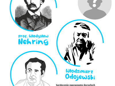 Na plakacie znajduję się informacja odnoście wyboru patrona biblioteki.