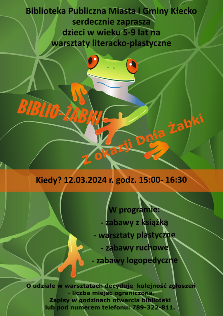 Zdjęcie przedstawia plakat informujący o zajęciach dla dzieci.