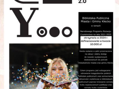 Zdjęcie zawiera informację o dofinansowaniu w wysokości 10000 zł, które otrzymała Biblioteka