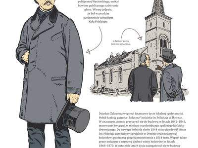 Zdjęcie zawiera materiał informacyjny do wystawy Albin Węsierski- hrabia na medal. 