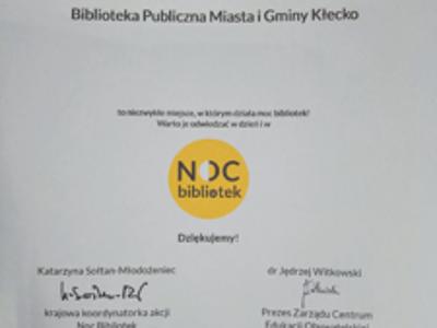 Certyfikat Nocy Bibliotek