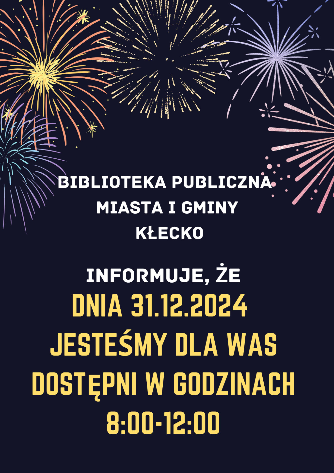 Informacja o zmianie godzin otwarcia