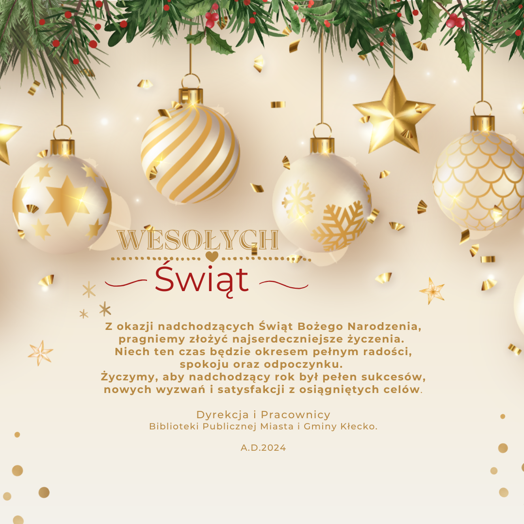 Zdjęcie przedstawia kartkę z życzeniami świątecznymi. 