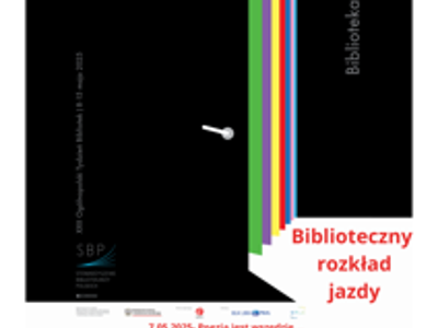 Zdjęcie zawiera plakat informacyjny dotyczący tygodnia Bibliotek 2025.