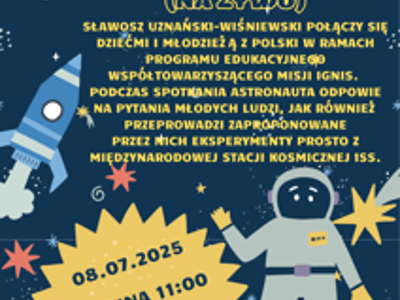 Plakat zawiera informację o spotkaniu podczas transmisji na żywo  z Sławoszem Uznańskim- Wiśniewskim