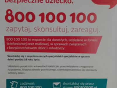 Zdjęcie zawiera materiały dotyczące Kampanii Dzieciństwo bez Przemocy. 