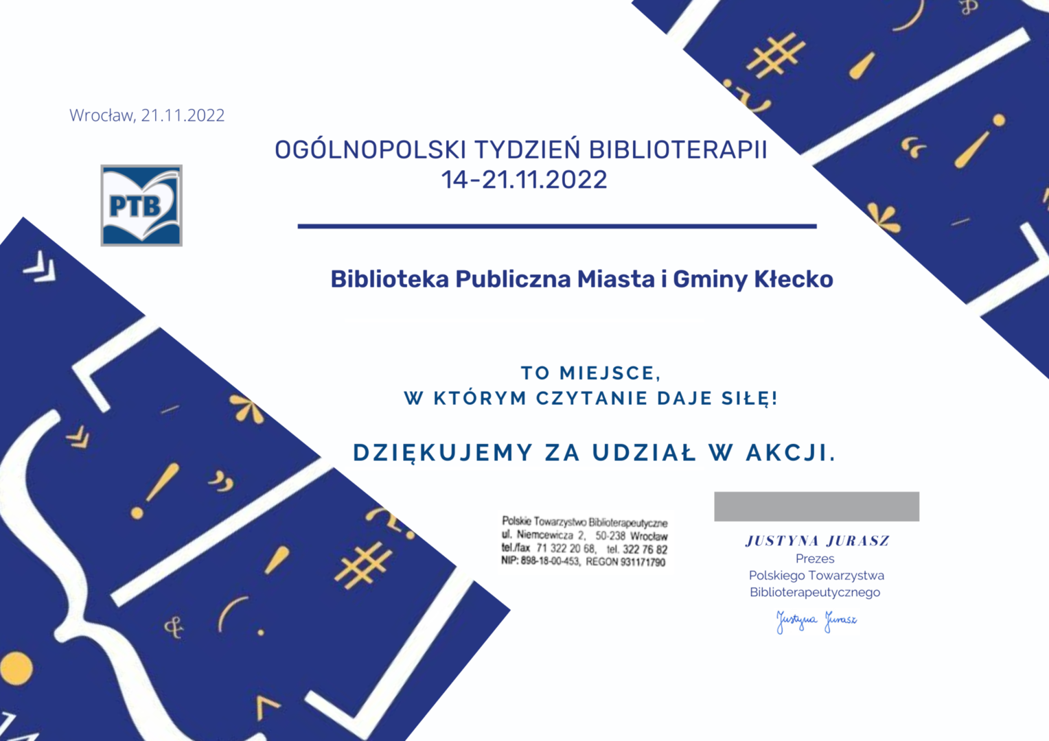 OGÓLNOPOLSKI TYDZIEŃ BIBLIOTERAPI 