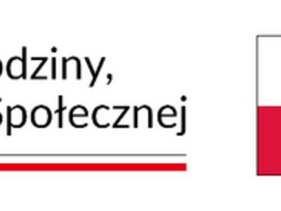 Logo Ministerstwa, flaga i godło.