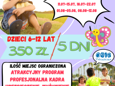 Plakat informacyjny półkolonie 2022