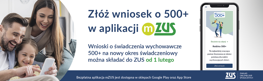 Baner prezentujący informację ZUS
