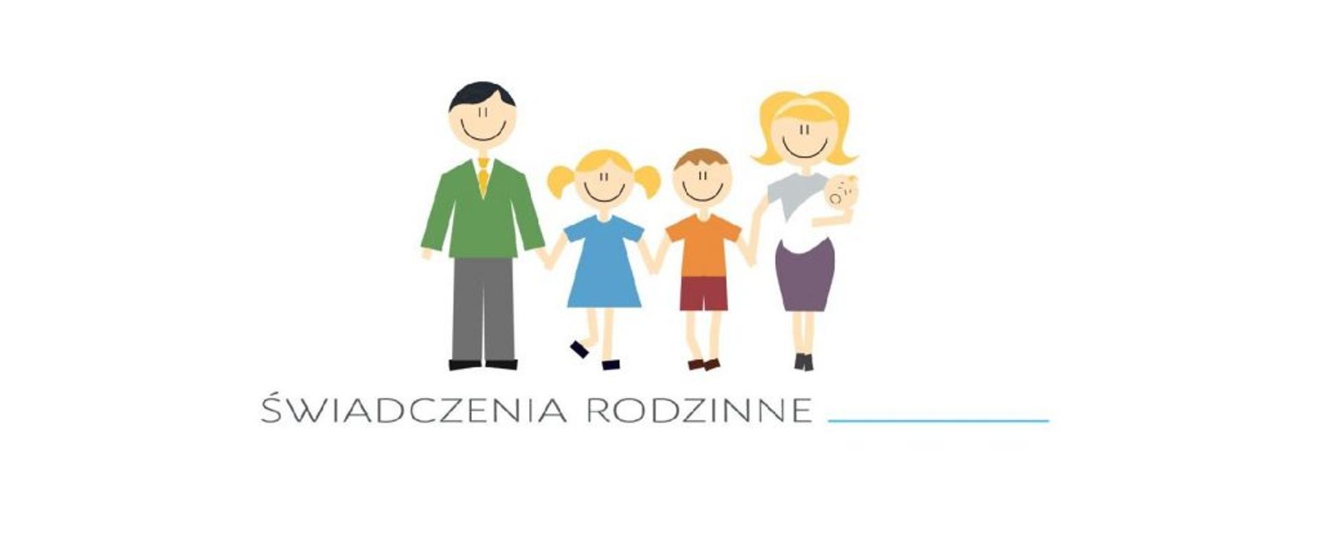 Na zdjęciu pięcioosobowa rodzina. Od lewej tata, córka, syn, matka trzymająca małe dziecko na rękach.