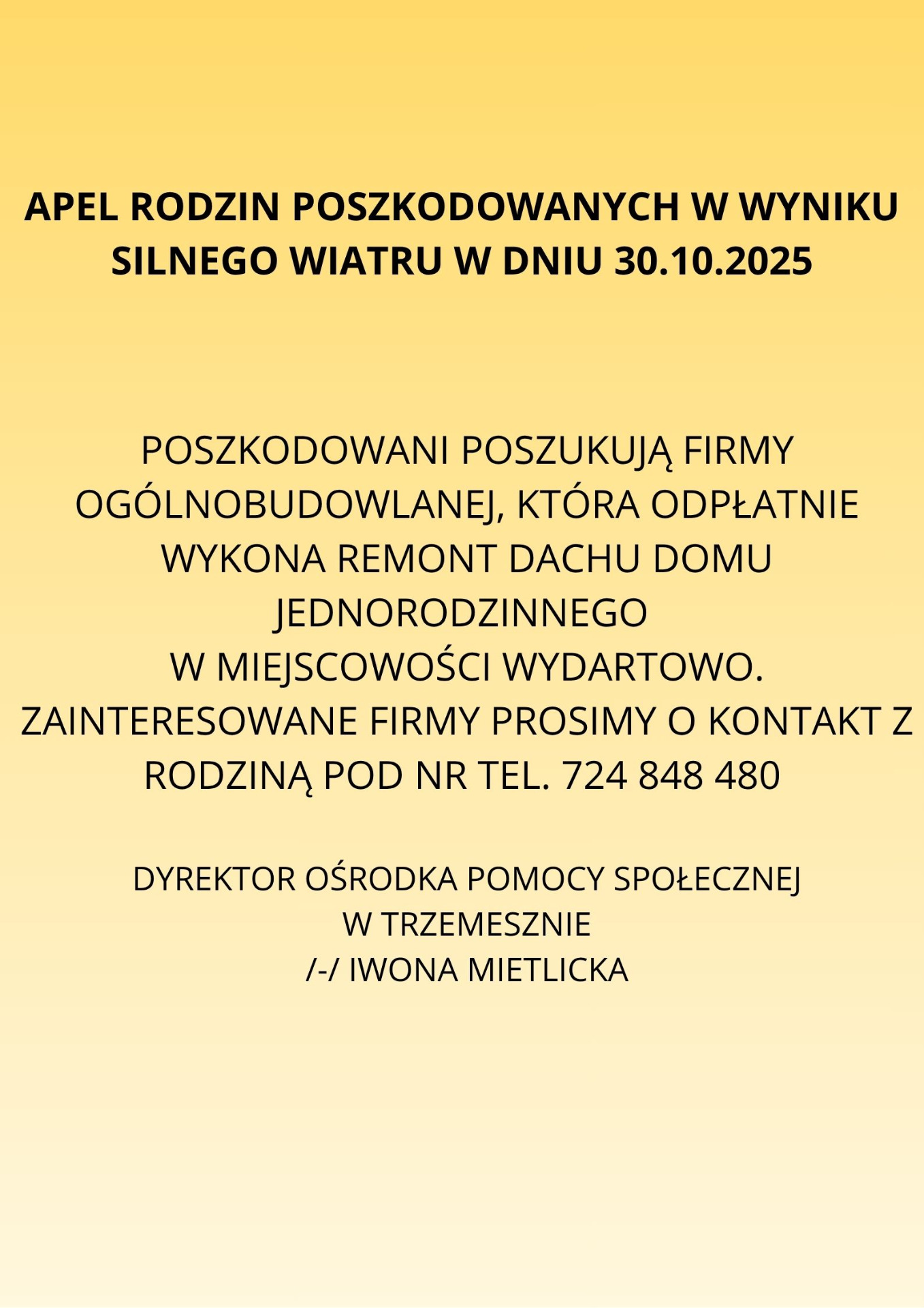 Apel rodzin poszkodowanych